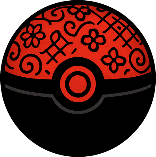 PATTERNED RED BALL WITH BLACK COVER AROUND.
In-Game asset.  2d.  High contrast.  No shadows