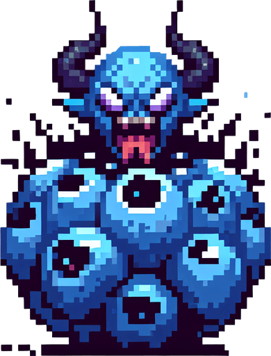 a demonic blueberry pixel style.
Single Game Texture.  In-Game asset.  2d.  Blank background.  High contrast.  No shadows