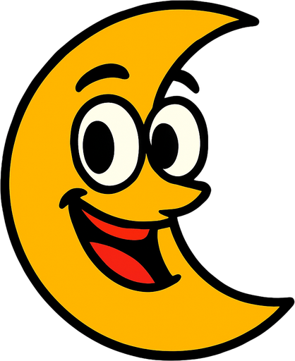 LUna animada.
In-Game asset.  2d.  High contrast.  No shadows