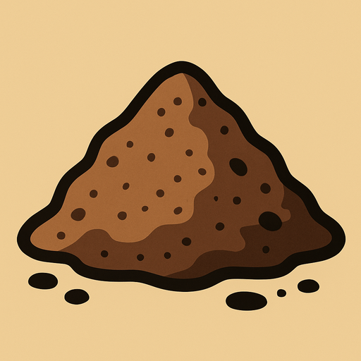 Pile of dirt.
In-Game asset.  2d.  High contrast.  No shadows. Very simple
