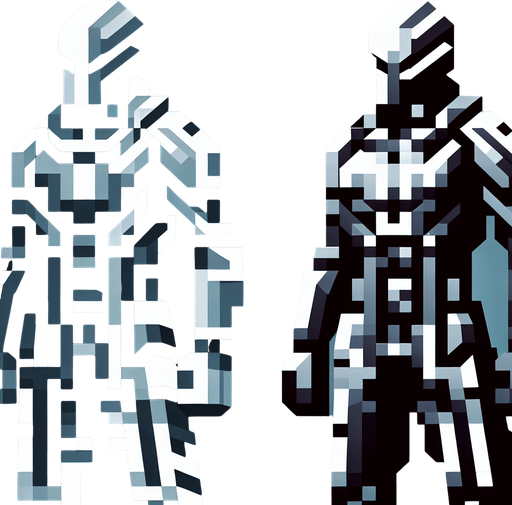 A player with human body but structure like block.
Single Game Texture. In-Game asset. 2d. Blank background. High contrast. No shadows.