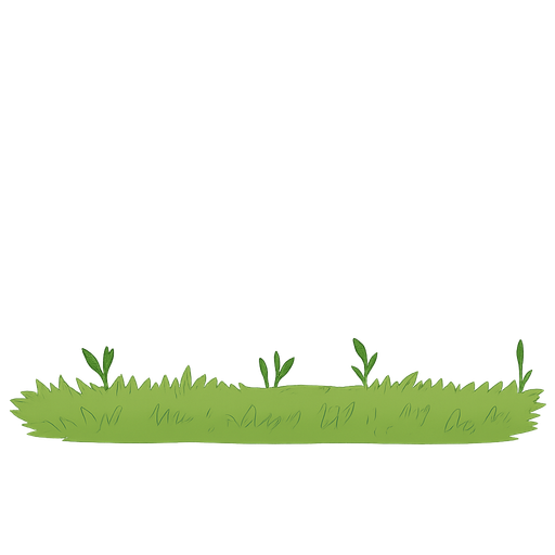 Grassy garden. No background. Transparent background. Blank background. No shadows. 2d. In-Game asset. flat