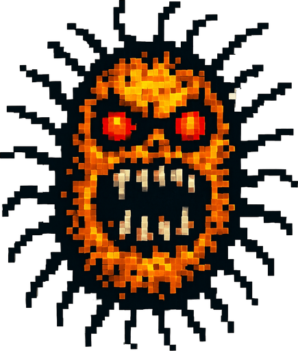 scary bacteria.
In-Game asset.  2d.  High contrast.  No shadows. pixel