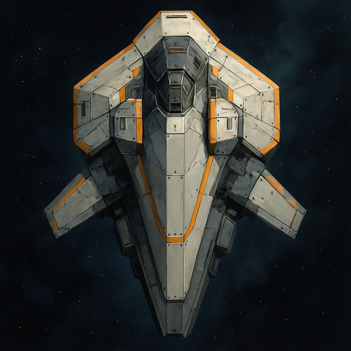 Shielded Vanguard spaceship top view.