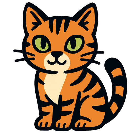cat no background.
In-Game asset.  2d.  High contrast.  No shadows