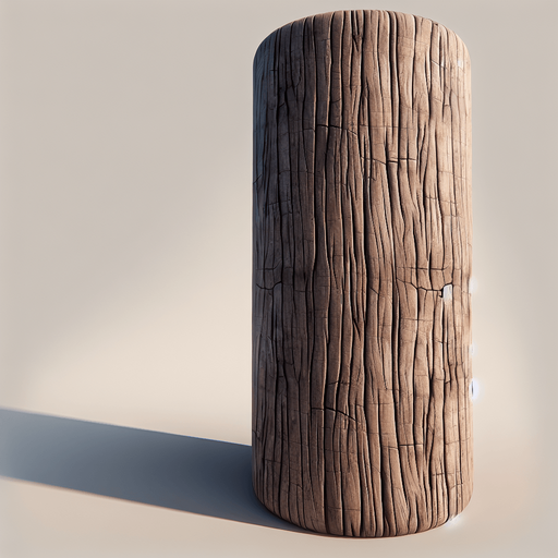 Ağaç gövdesi uzun köşesiz yüksek kaliteli. Single Game Texture. In-Game asset. 2d. Blank background. High contrast. No shadows. High Quality.