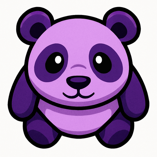 purple panda top view.
In-Game asset.  2d.  High contrast.  No shadows