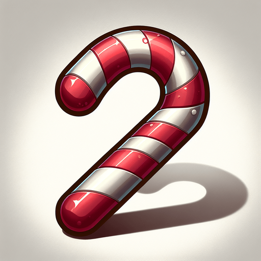 A candy cane. Single Game Texture. In-Game asset. 2d. Blank background. High contrast. No shadows.