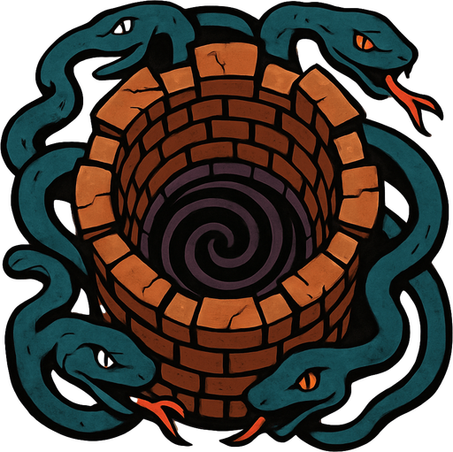 torrre con serpientes desde arriba.
In-Game asset.  2d.  High contrast.  No shadows