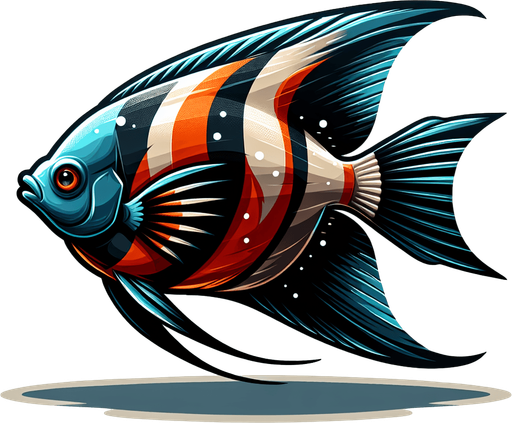 A realistic Angelfish.
Single Game Texture. In-Game asset. 2d. Blank background. High contrast. No shadows.
