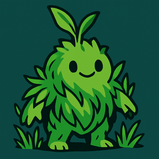 make creature image for grass elemental name is sproutle.
In-Game asset.  2d.  High contrast.  No shadows