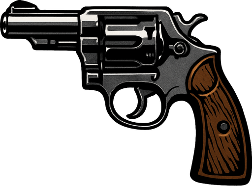 Revolver realista.
In-Game asset.  2d.  High contrast.  No shadows