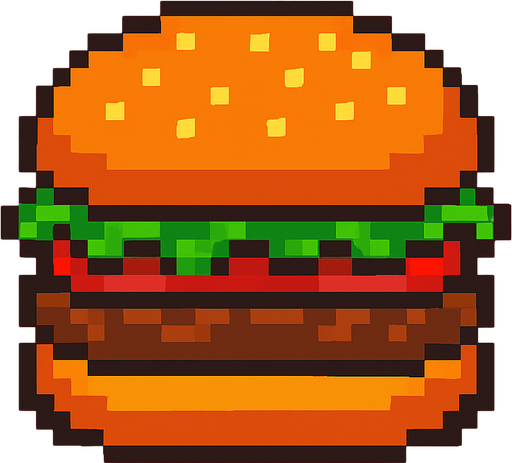 pixel art burger paty.
In-Game asset.  2d.  High contrast.  No shadows