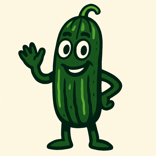 cucumber human.
In-Game asset.  2d.  High contrast.  No shadows