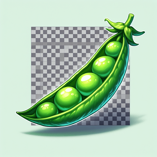 A nice green pea pod..
Single Game Texture. In-Game asset. 2d. Blank background. High contrast. No shadows.