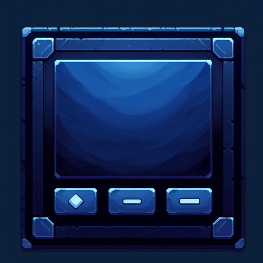 A dark blue rectangle background with rounded edges to place text on top of for a menu..
Single Game Texture. In-Game asset. 2d. Blank background. High contrast. No shadows.