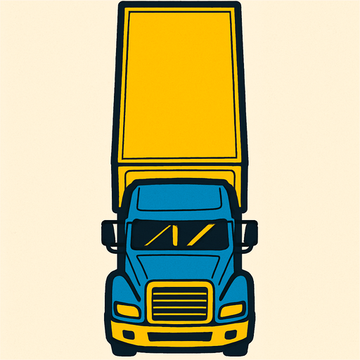 long haul truck seen from direct top.
In-Game asset.  2d.  High contrast.  No shadows