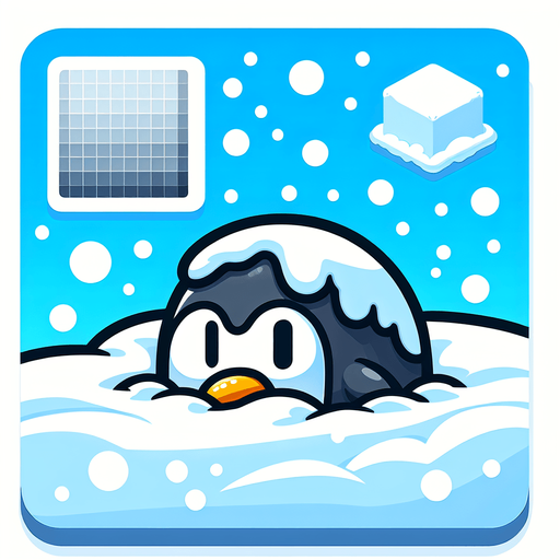 Пингвин в снегу. Мультяшный. Головой в снегу.
Single Game Texture.  In-Game asset.  2d.  Blank background.  High contrast.  No shadows