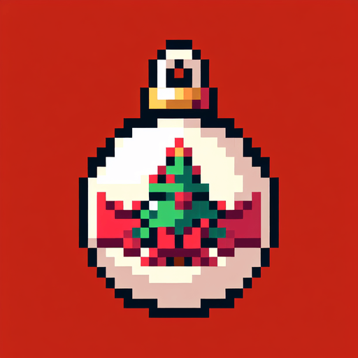 16 bit sprite of a christmas ornament Single Game Texture. In-Game asset. 2d. Blank background. High contrast. No shadows.