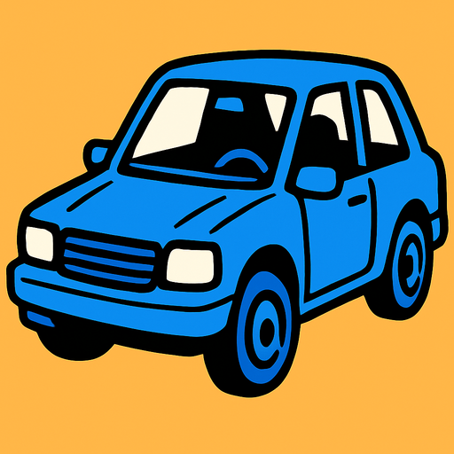 Blue car.
In-Game asset.  2d.  High contrast.  No shadows