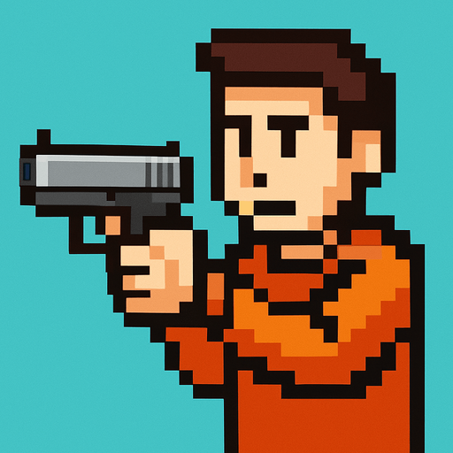 person with glock18 in hand pixel.
In-Game asset.  2d.  High contrast.  No shadows
