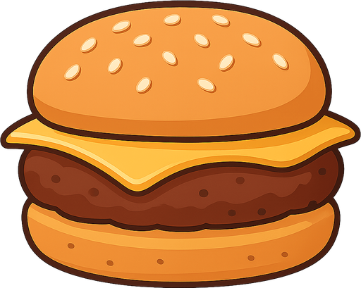 a hamburger
. No background. Transparent background. Blank background. No shadows. 2d. In-Game asset. flat