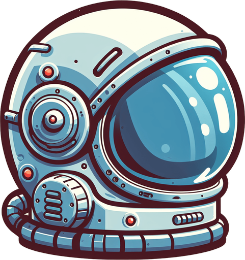 An astronauts helmet. Side profile. Cartoon..
Single Game Texture.  In-Game asset.  2d.  Blank background.  High contrast.  No shadows