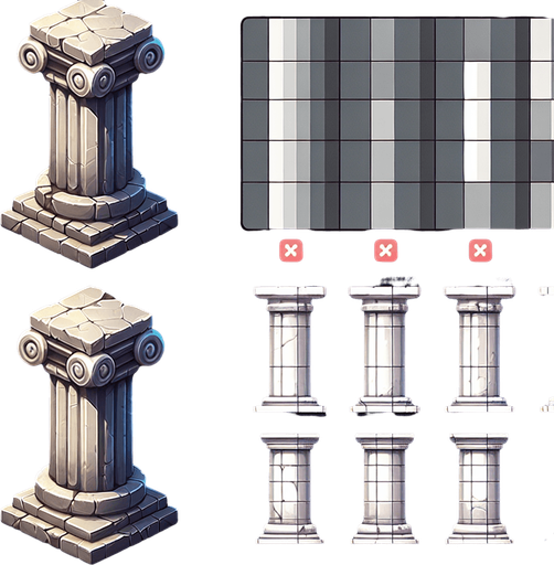 pillartop mg.
Single Game Texture.  In-Game asset.  2d.  Blank background.  High contrast.  No shadows