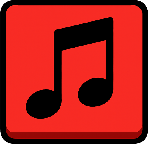 A single musical tile red.
In-Game asset.  2d.  High contrast.  No shadows