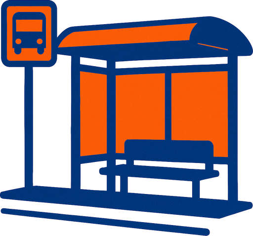 bus stop.
In-Game asset.  2d.  High contrast.  No shadows
