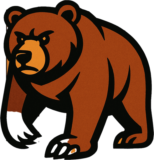 Bear with wooden background.
In-Game asset.  2d.  High contrast.  No shadows