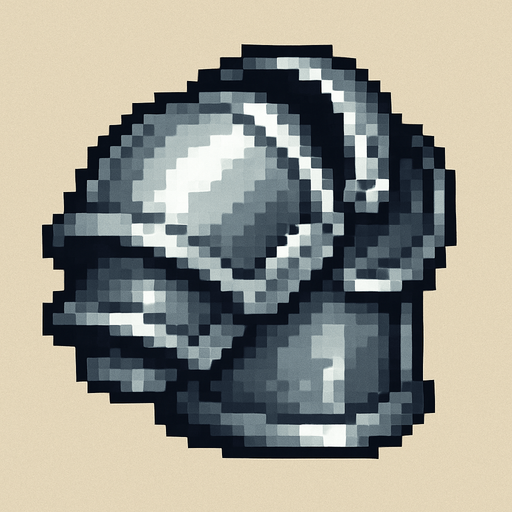 2D pixel art of a single shoulder armor piece, metallic silver and gray tones.
In-Game asset.  2d.  High contrast.  No shadows