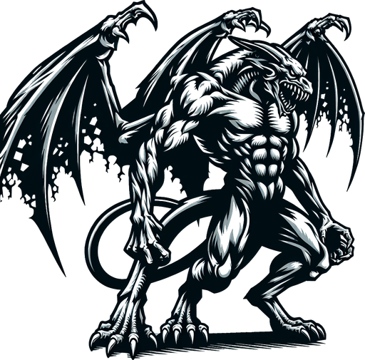 2d evil  winged gargoiyle monster anger taunt
Single Game mTexture.  In-Game asset.  2d.  Blank background.  High contrast.  No shadows
