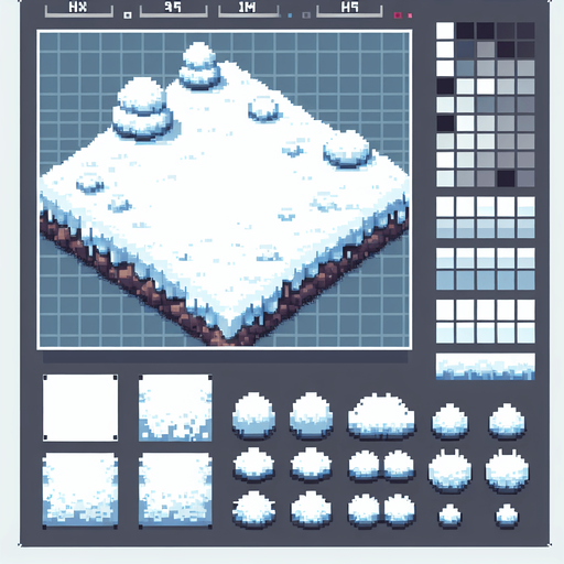 snowy ground image pixalated 2D Single Game Texture. In-Game asset. 2d. Blank background. High contrast. No shadows.