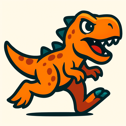 running dinosour.
In-Game asset.  2d.  High contrast.  No shadows