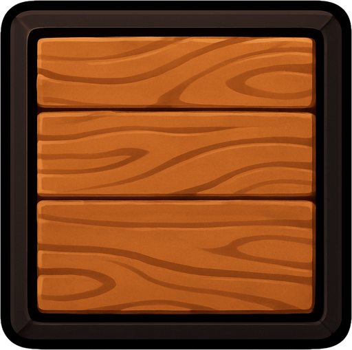 A Wooden square tile with dark borders.
In-Game asset.  2d.  High contrast.  No shadows