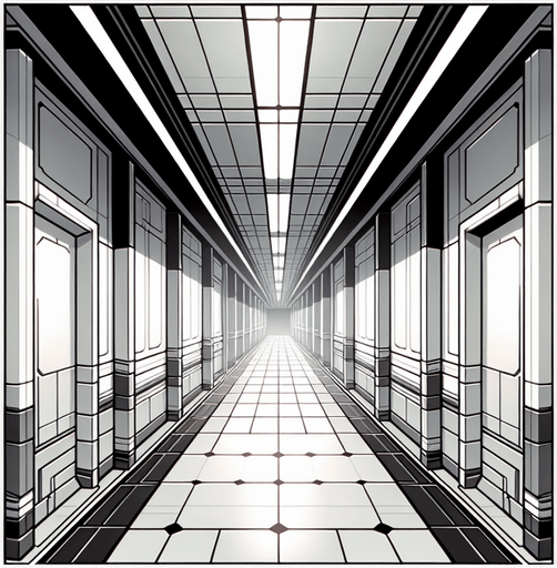 create a hallway.
Single Game Texture.  In-Game asset.  2d.  Blank background.  High contrast.  No shadows