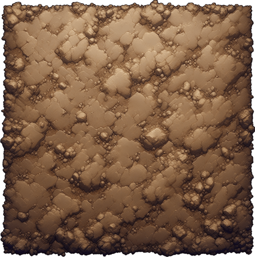 Mud ground.
Single Game Texture.  In-Game asset.  2d.  Blank background.  High contrast.  No shadows