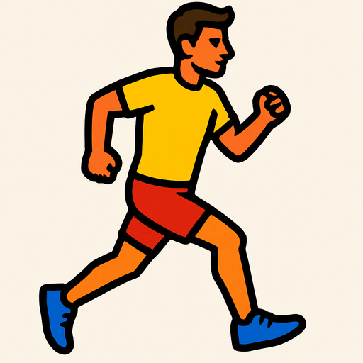runner with a yellow shirt.
In-Game asset.  2d.  High contrast.  No shadows