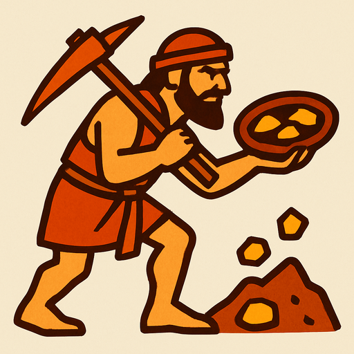 Maden arayıcı eski çağ.
In-Game asset.  2d.  High contrast.  No shadows