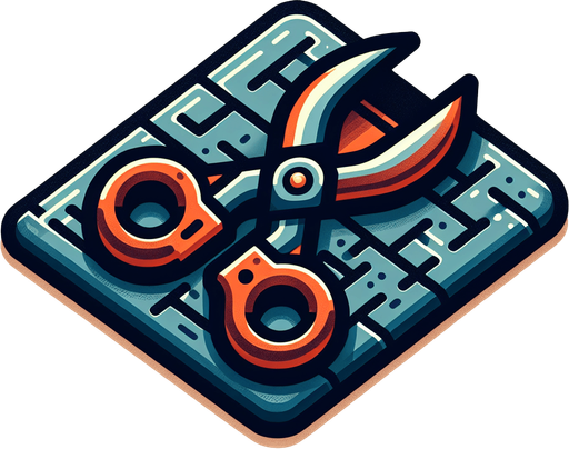 String cutters.
Single Game Texture.  In-Game asset.  2d.  Blank background.  High contrast.  No shadows