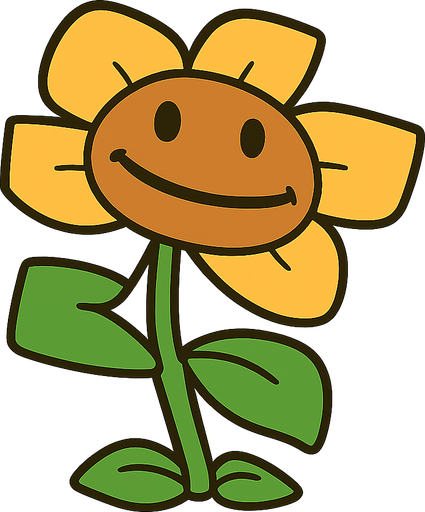 un girasol. No background. Transparent background. Blank background. No shadows. 2d. In-Game asset. flat