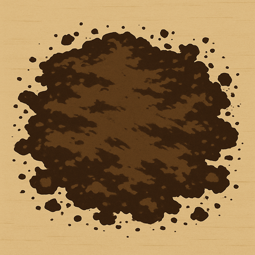 Make a dirty patch of dirt.
In-Game asset.  2d.  High contrast.  No shadows