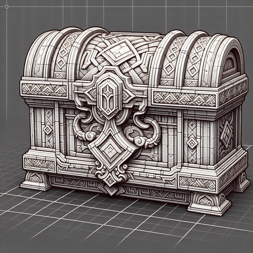 A chest for 2d game.
Single Game Texture. In-Game asset. 2d. Blank background. High contrast. No shadows.