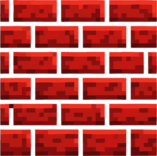 2d pixel art red brick wall.
In-Game asset.  2d.  High contrast.  No shadows