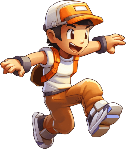 Single subway surfer character. Running upwards. Camera from right above.

Game Texture. In-Game asset. 2d. Pixelart. White background. Blank background. Low detail. High contrast.