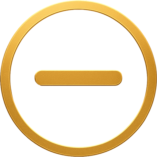 Boton de signo de menos elegante de color dorado con fondo negro.
In-Game asset.  2d.  High contrast.  No shadows