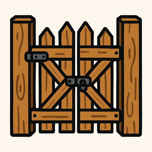 fence gate.
In-Game asset.  2d.  High contrast.  No shadows