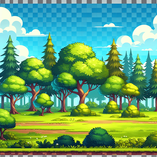 open forest.
Single Game Texture. In-Game asset. 2d. Blank background. High contrast. No shadows.