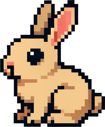 Pixel Rabbit.
In-Game asset.  2d.  High contrast.  No shadows